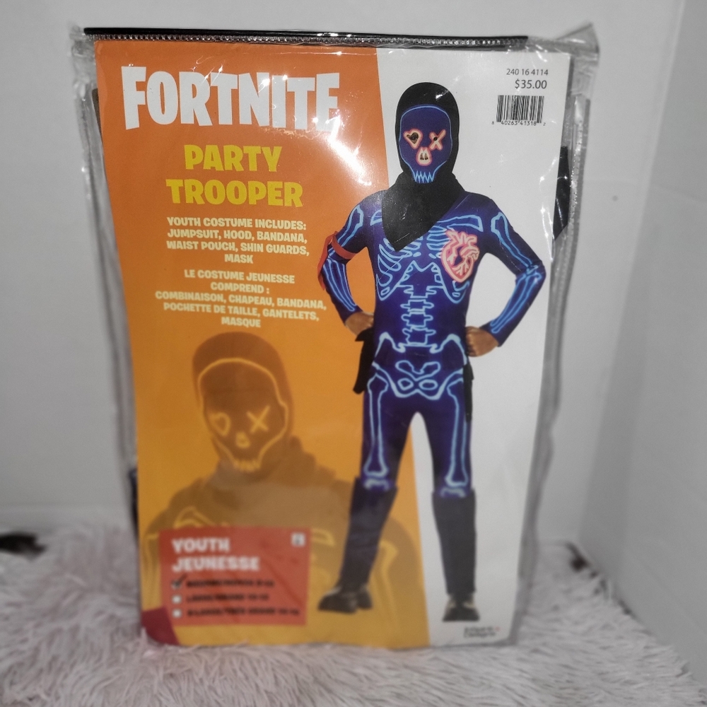 Party Trooper Fortnite Youth Costume Size Medium 8-10 Epic Halloween Cosplay New